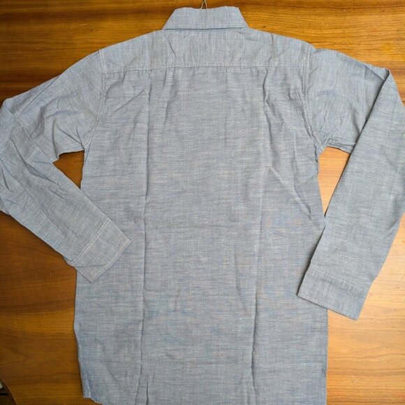 New Ely & Walker Mens Solid Gray/Blue Ultra-Press Western Button Up Shirt Sz 14 - Picture 2 of 16